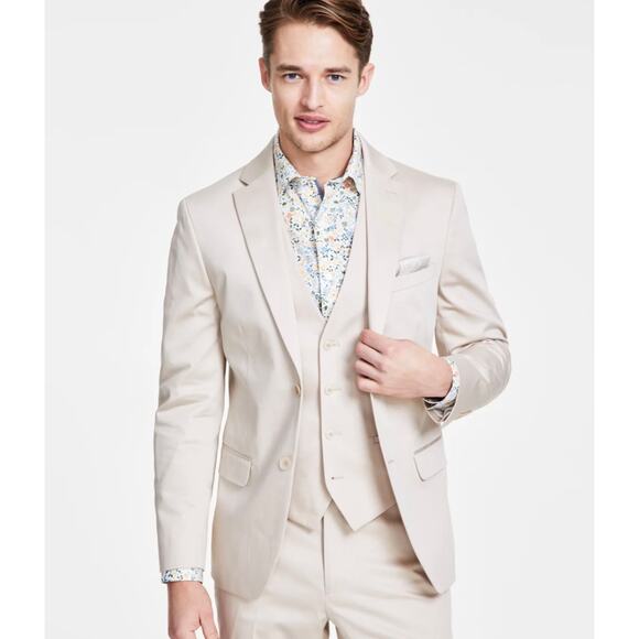 NWT Bar III Slim Fit Stretch Sport Coat Blazer, Tan, Men's 38R - Picture 2 of 7